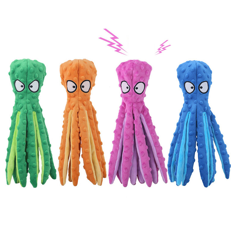 Interactive Squeaky Plush Dog Toy - Pet Plush Dog Toy Voice Octopus